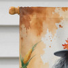 Black Poodle Thanksgiving House Flag Large Porch Sleeve Pole Decorative Outside Yard Banner Artwork Wall Hanging, Polyester, House Size, Multicolor