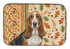Tricolor and White Basset Hound Heirloom Fall Dish Drying Mat Absorbent Dish Drying Mat Pad for Kitchen Counter Dish Drainer Mat for Countertop, 14 x 21", Multicolor