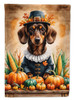 Chocolate Dachshund Thanksgiving House Flag Large Porch Sleeve Pole Decorative Outside Yard Banner Artwork Wall Hanging, Polyester, House Size, Multicolor