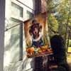 Chocolate Dachshund Thanksgiving House Flag Large Porch Sleeve Pole Decorative Outside Yard Banner Artwork Wall Hanging, Polyester, House Size, Multicolor