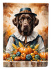 Chocolate Labrador Retriever Thanksgiving House Flag Large Porch Sleeve Pole Decorative Outside Yard Banner Artwork Wall Hanging, Polyester, House Size, Multicolor
