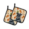 Black Miniature Schnauzer Heirloom Fall Pair of Pot Holders Pair 7.5x7.5 Quilted Insulated Hot Pads Decorative Kitchen Gift Made in USA