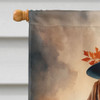 Basset Hound Thanksgiving House Flag Large Porch Sleeve Pole Decorative Outside Yard Banner Artwork Wall Hanging, Polyester, House Size, Multicolor