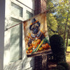 Pug Thanksgiving House Flag Large Porch Sleeve Pole Decorative Outside Yard Banner Artwork Wall Hanging, Polyester, House Size, Multicolor