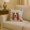 Red and White Basset Hound Coastal Sea Glass Throw Pillow Decorative Indoor Outdoor Accent Cushion for Couch, Bed or Patio, 18Hx18W