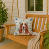 Red and White Basset Hound Coastal Sea Glass Throw Pillow Decorative Indoor Outdoor Accent Cushion for Couch, Bed or Patio, 18Hx18W