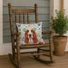 Red and White Basset Hound Coastal Sea Glass Throw Pillow Decorative Indoor Outdoor Accent Cushion for Couch, Bed or Patio, 18Hx18W