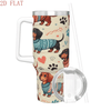 1pc 2D Flat Printed Dachshund Tumbler, Stainless Steel Car Cup with Retro Polka Dot & Paw Print, Cute Vintage Sweater Dog Water Bottle