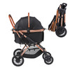 Pet Stroller, 4 Wheels Dog Stroller Rotate with Brakes, 66 lbs Weight Capacity, Puppy Stroller with Detachable Carrier, Storage Basket and Pet Pad, for Small to Medium Sized Dogs, Black