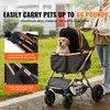 Pet Stroller, 4 Wheels Dog Stroller Rotate with Brakes, 66 lbs Weight Capacity, Puppy Stroller with Detachable Carrier, Storage Basket and Pet Pad, for Small to Medium Sized Dogs, Black