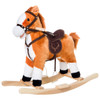 Kids Plush Rocking Horse, Wooden, Realistic Sounds, Moving Tail, Brown, Interactive Fun for Toddlers