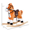 Kids Plush Rocking Horse, Wooden, Realistic Sounds, Moving Tail, Brown, Interactive Fun for Toddlers