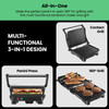 Panini Press & Grill, 4-Slice Non-Stick, Opens Flat - Stainless Steel