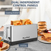 4-Slice Toaster, Extra Wide Long Slot Toaster, 6 Browning Settings, Bagel/Defrost/Reheat Functions, Removable Crumb Tray, Upgraded Stainless Steel, Silver