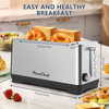 4-Slice Toaster, Extra Wide Long Slot Toaster, 6 Browning Settings, Bagel/Defrost/Reheat Functions, Removable Crumb Tray, Upgraded Stainless Steel, Silver