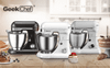 Geek Chef 4.8QT Electric Stand Mixer, 12 Speeds Tilt-head with Dough Hook, Whisk, Beater, Bowl, Rotary Knob, Home Kitchen Use, Gray