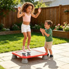 25.5 Inch Kids Mini Trampoline with Non-Slip EVA Jumping Surface, Rounded Edge PU Foam Foot Pads Compact Indoor Outdoor Balance Bounce Toy for Toddlers Ages 3+ Red