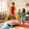 25.5 Inch Kids Mini Trampoline with Non-Slip EVA Jumping Surface, Rounded Edge PU Foam Foot Pads Compact Indoor Outdoor Balance Bounce Toy for Toddlers Ages 3+ Red