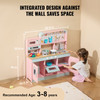 Play Kitchen for Kids, Wooden Toy Kitchen Set with Lights and Sounds, Toddler Kitchen with Ice Maker, Oven, Sink, Microwaves, Fridge and Utensil and Fruit Accessory for Toddlers ages 3-8,Pink