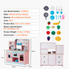 Play Kitchen for Kids, Wooden Toy Kitchen Set with Lights and Sounds, Toddler Kitchen with Ice Maker, Oven, Sink, Microwaves, Fridge and Utensil and Fruit Accessory for Toddlers ages 3-8,Pink