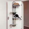 Door Hanging Cat Tree 5-Level Height Adjustable 4-Tier Climber No-Drill for Apartment Grey