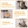Door Hanging Cat Tree 5-Level Height Adjustable 4-Tier Climber No-Drill for Apartment Grey