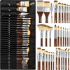 30pcs Paint Brush Set, Professional Paintbrushes with Paint Spatula and Cloth Roll, Craft Paint Brushes for Acrylic Painting, Oil, Watercolor, Gouache, Art Supplies for Artists and Beginners