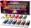 Oil Paint Set - 12 x 12ml Tubes - Lightfast - Heavy Body - Oil-based Vibrant Colors - High Pigment Load - Non-fading - Artist Quality Painting Supplies - Professional Craft Paints
