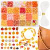 1510 Pcs Fall Bracelets Beads Kit with 24 Grid Storage Box Maple Leaf Pumpkin Star Shaped Clay Beads for Jewelry Making Beads Heishi Beads for DIY Craft Thanksgiving Harvest Party Gift