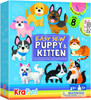 Easy Sewing Kit for Beginner Kids Arts & Crafts, 8 Easy DIY Projects of Stuffed Animal Dolls of Puppies & Kittens, Dogs and Cats, Instructions & Felt, Gift for Girls, Boys, Learn to Sew