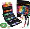 72 Colors Acrylic Paint Markers, Dual Tip with Fine Tip and Brush Tip Pens for Stone, Wood, Calligraphy, Canvas, Ceramic, Metal, Glass, Rock Painting, DIY Crafts Art Supplies Kit