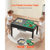 Kids Wooden Activity Table, Building Blocks Double-Sided Tabletop, Multi-Purpose Activity Play Table with 2 Storage Bins for Kids 3+ Years, Large Storage Space, Present for Boys & Girls, Black