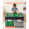 Kids Wooden Activity Table, Building Blocks Double-Sided Tabletop, Multi-Purpose Activity Play Table with 2 Storage Bins for Kids 3+ Years, Large Storage Space, Present for Boys & Girls, Black