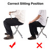 Medical Folding Walking Stick with Seat Four Legged Portable Travel Hiking Cane Chair Stool Eldely Care Aid Physica
