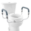 Raised Toilet Seat, 3.5" Height Raised, 300 lbs Weight Capacity, for Standard Round Toilet, Aluminum Handrail, with EVA Armrest Padding, for Elderly, Handicap, Patient, Pregnant, Medical