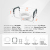 Raised Toilet Seat, 3.5" Height Raised, 300 lbs Weight Capacity, for Standard Round Toilet, Aluminum Handrail, with EVA Armrest Padding, for Elderly, Handicap, Patient, Pregnant, Medical