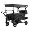 Wagon Stroller for 2 Kids, Push Pull Quad Collapsible Stroller with Adjustable Handle, Encircling Harness Removable Canopy, 4 Wheels with Brakes, Mutifunction Tandem Stroller for Camping Black