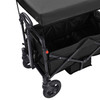 Wagon Stroller for 2 Kids, Push Pull Quad Collapsible Stroller with Adjustable Handle, Encircling Harness Removable Canopy, 4 Wheels with Brakes, Mutifunction Tandem Stroller for Camping Black