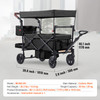 Wagon Stroller for 2 Kids, Push Pull Quad Collapsible Stroller with Adjustable Handle, Encircling Harness Removable Canopy, 4 Wheels with Brakes, Mutifunction Tandem Stroller for Camping Black