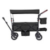 Wagon Stroller for 2 Kids, Push Pull Quad Collapsible Stroller with Adjustable Handle, Encircling Harness Removable Canopy, 4 Wheels with Brakes, Mutifunction Tandem Stroller for Camping Black