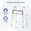 Silver Foldable Walker, 2-Button Folding Mechanism & 7-Level Adjustable Height (30"-36"), 350LBS Capacity