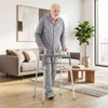 Silver Foldable Walker, 2-Button Folding Mechanism & 7-Level Adjustable Height (30"-36"), 350LBS Capacity