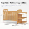 4-in-1 Convertible Baby Crib with Changing Table Combo, Wood Full Size Baby Crib, 4 Adjustable Heights, Non-Toxic Finishes