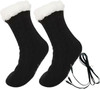 Womens USB Heated Fleece Fuzzy Socks Thermal Winter Feet Heating Pad Cozy Foot Warmer Christmas House Slipper Socks