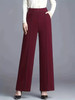 Four-Season Solid Color Wide Leg High Waist Loose Slimming Casual Pants Elastic Waist Comfortable Convenient with Pocket Design