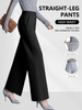 Four-Season Solid Color Wide Leg High Waist Loose Slimming Casual Pants Elastic Waist Comfortable Convenient with Pocket Design