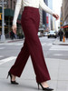 Four-Season Solid Color Wide Leg High Waist Loose Slimming Casual Pants Elastic Waist Comfortable Convenient with Pocket Design