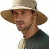 Wide Brim Sun Hat for Men, Outdoor Fishing & Hiking Hat UPF 50+, Boonie Hat with Chin Strap, Quick Dry