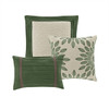 7 PC Pieced Faux Suede Comforter Set Green Queen
