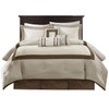 7 Piece Comforter Set Taupe/Brown Queen